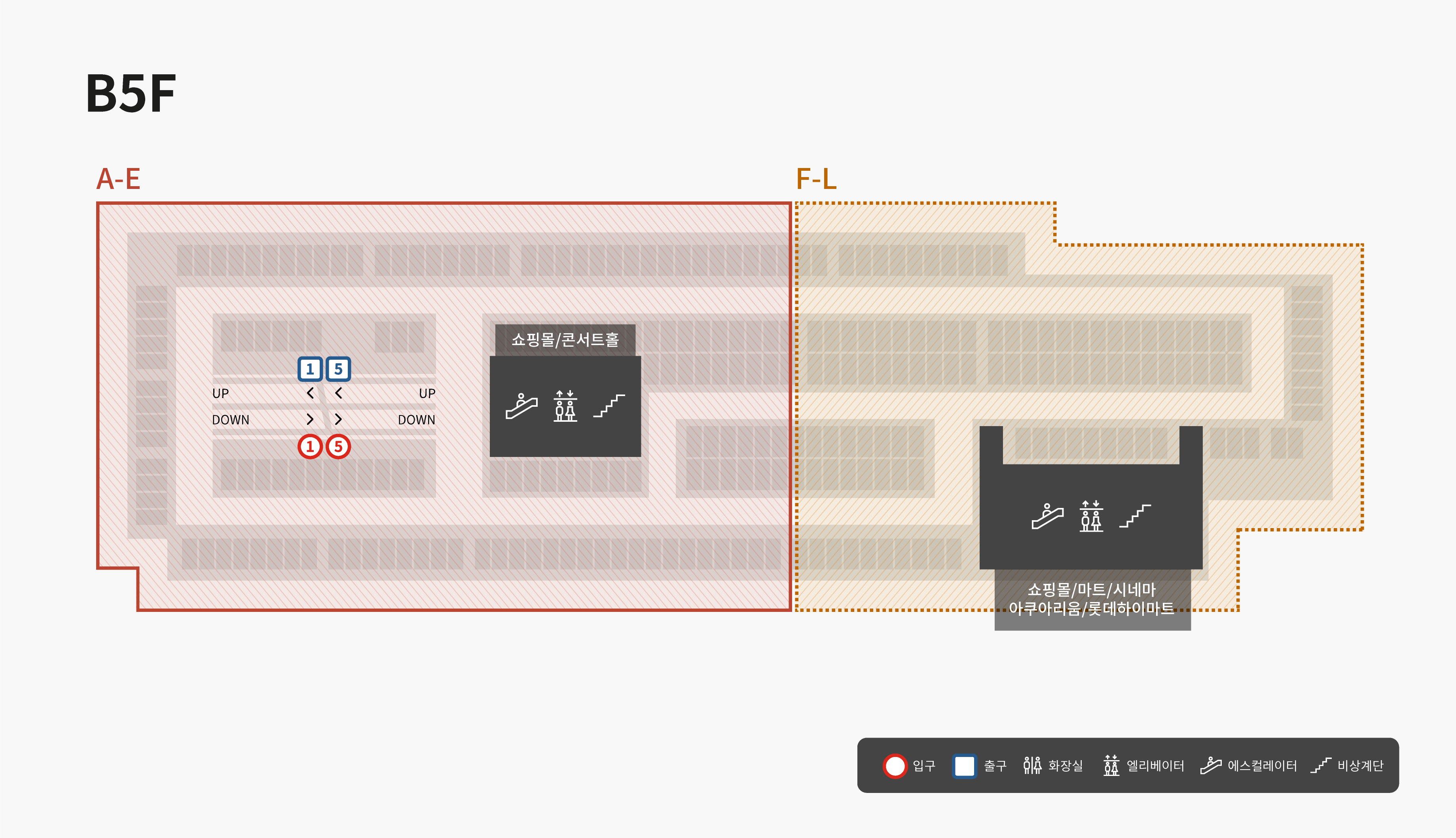 롯데월드타워 주차안내도 지하 5층 이미지